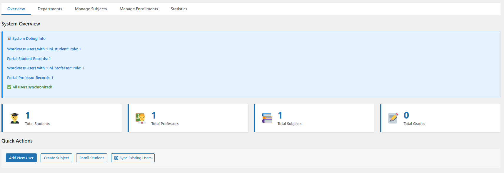 Home university portal